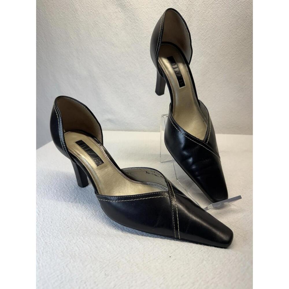 VTG Bougie Sofisticated Pumps Unisa 80’s Blk Leather Kitten Heel  Parisian Style